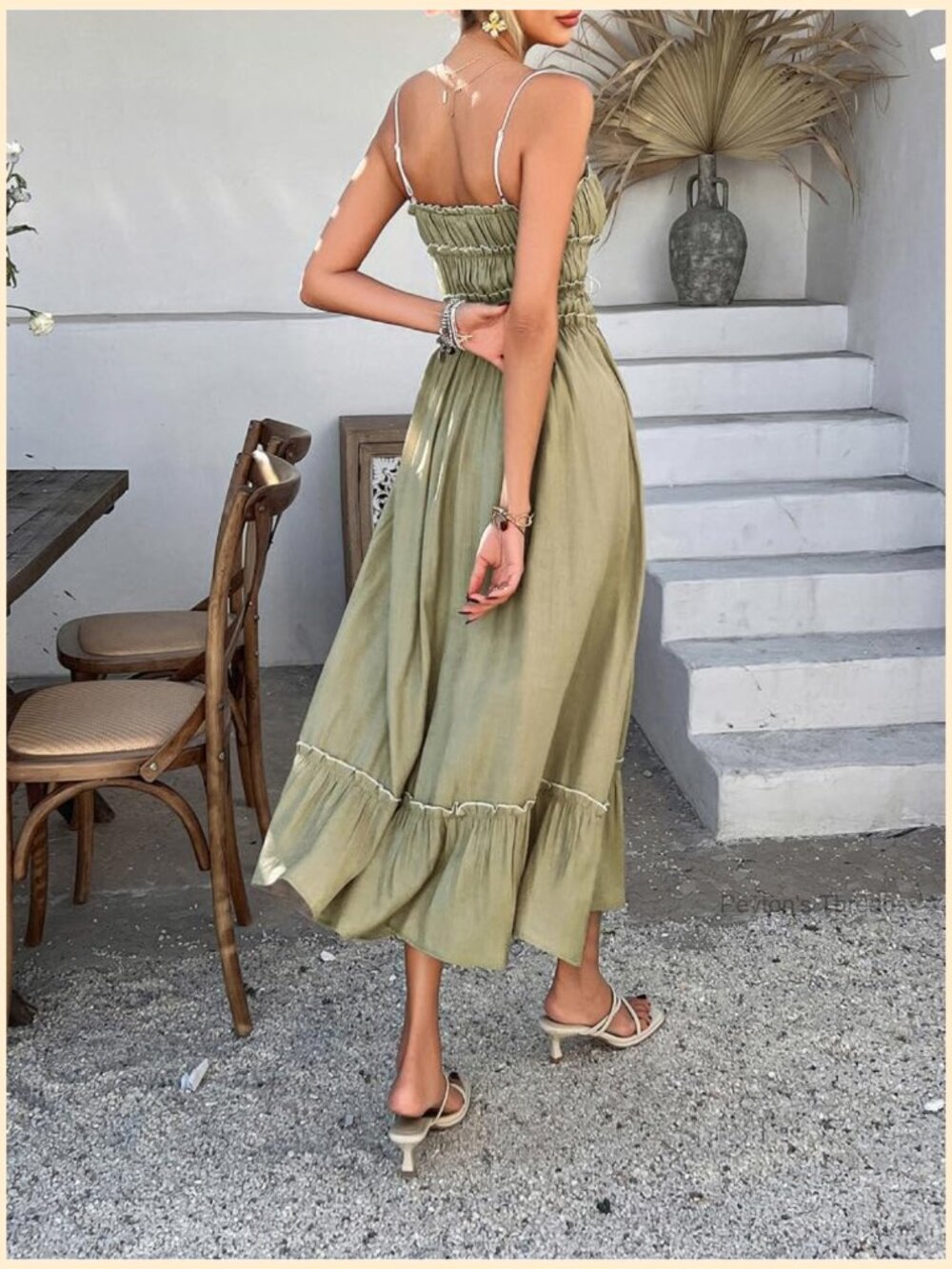 Women Summer Maxi Dress Spaghetti Strap Y2k Ruffle Tiered Wedding Guest Flowy - Picture 5 of 6
